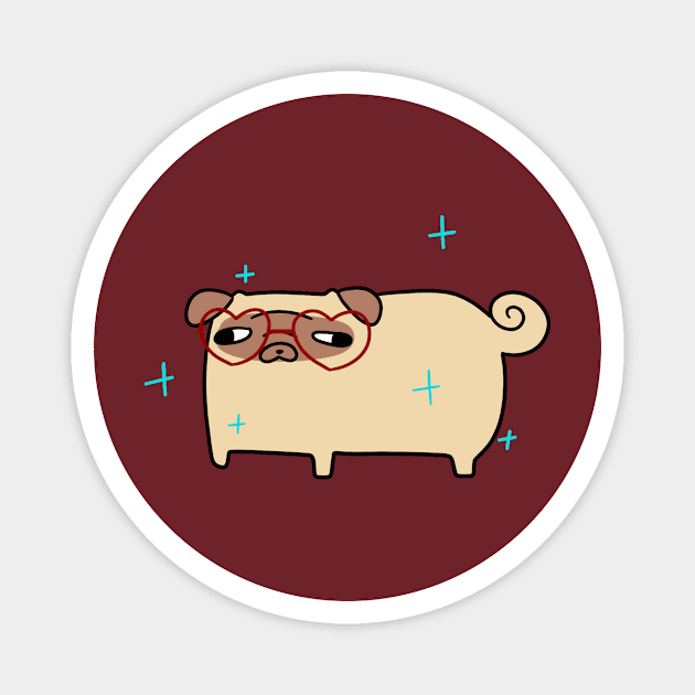 Heart Glasses Pug Magnet by saradaboru